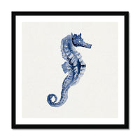 Indigo Dot Watercolour Seahorse Painting | Seahorse Art - Framed Art Print