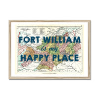 Fort William Map Print - My Happy Place Navy Framed Print