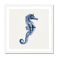 Indigo Dot Watercolour Seahorse Painting | Seahorse Art - Framed Art Print
