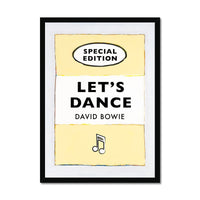 Let's Dance (Yellow) Lyric  on  Vintage Style Book Cover Print - Framed