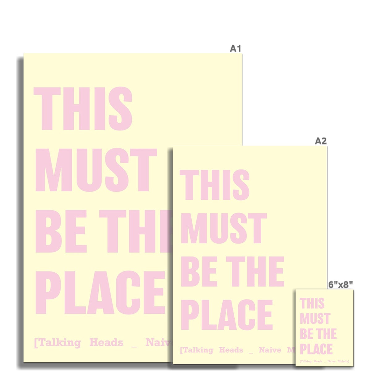 This Must Be The Place (Yellow) Song Lyric Typography Art Print - Unframed Beach House Art - Vintage bird paintings