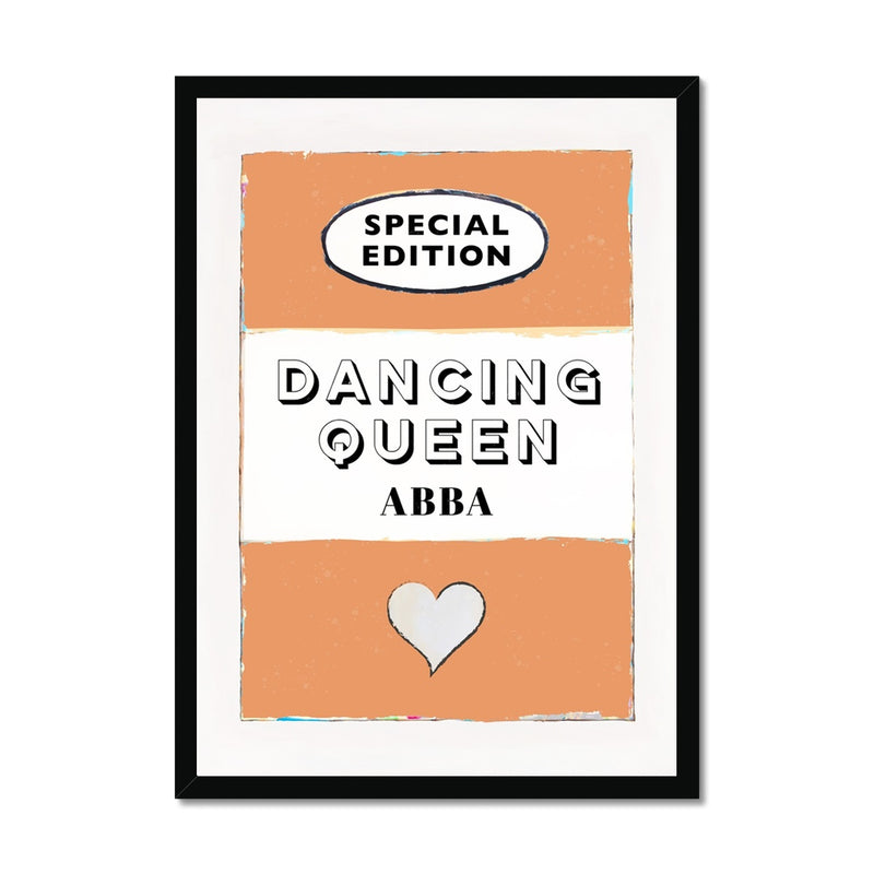 Dancing Queen Quote on  Vintage Style Book Cover Print in Orange - Framed
