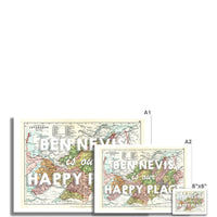 Ben Nevis Map Print | Our Happy Place Map In White - Framed Print